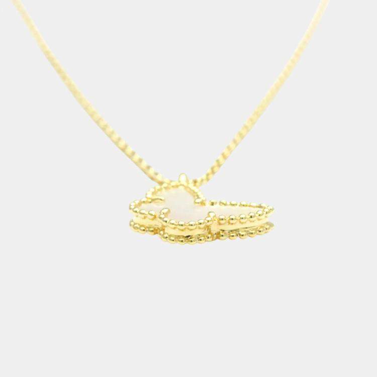 Pre Owned Van Cleef & Arpels 18K Yellow Gold Sweet Alhambra Papillon Pendant Necklace