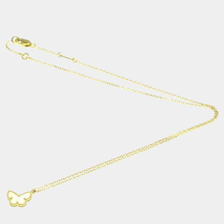 Pre Owned Van Cleef & Arpels 18K Yellow Gold Sweet Alhambra Papillon Pendant Necklace