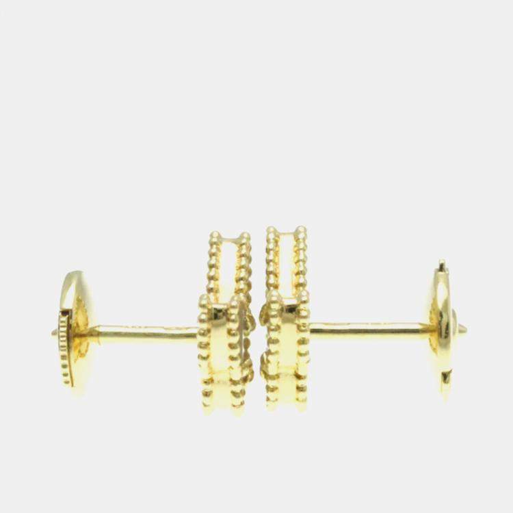 Pre Owned Van Cleef & Arpels 18K Yellow Gold, Mother of Pearl Butterfly Sweet Alhambra Studs Earrings