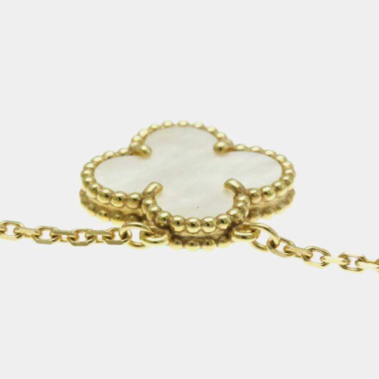 Pre Owned Van Cleef & Arpels 18K Yellow Gold Vintage Alhambra Pendant Necklace