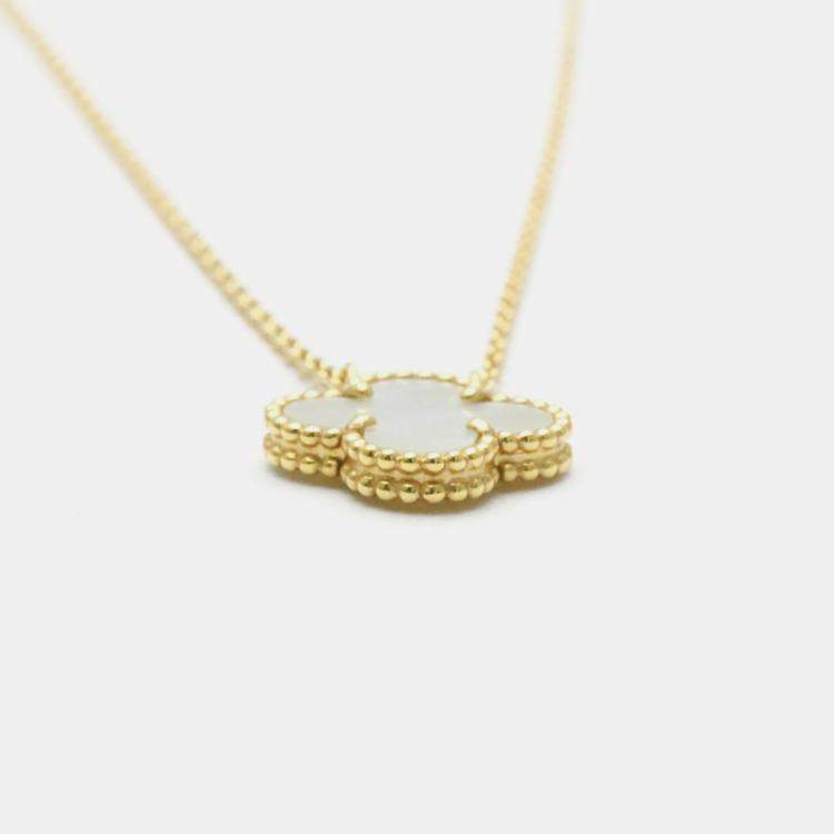Pre Owned Van Cleef & Arpels 18K Yellow Gold Vintage Alhambra Pendant Necklace