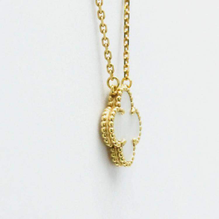 Pre Owned Van Cleef & Arpels 18K Yellow Gold Vintage Alhambra Pendant Necklace