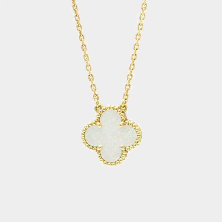 Pre Owned Van Cleef & Arpels 18K Yellow Gold Vintage Alhambra Pendant Necklace
