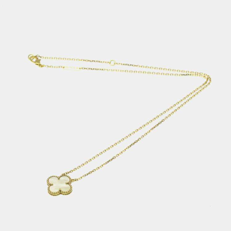 Pre Owned Van Cleef & Arpels 18K Yellow Gold Vintage Alhambra Pendant Necklace