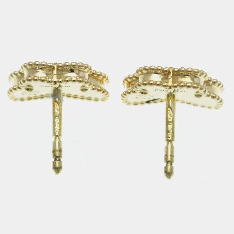 Pre Owned Van Cleef & Arpels 18K Yellow Gold, Mother of Pearl Sweet Alhambra Papillon Stud Earrings
