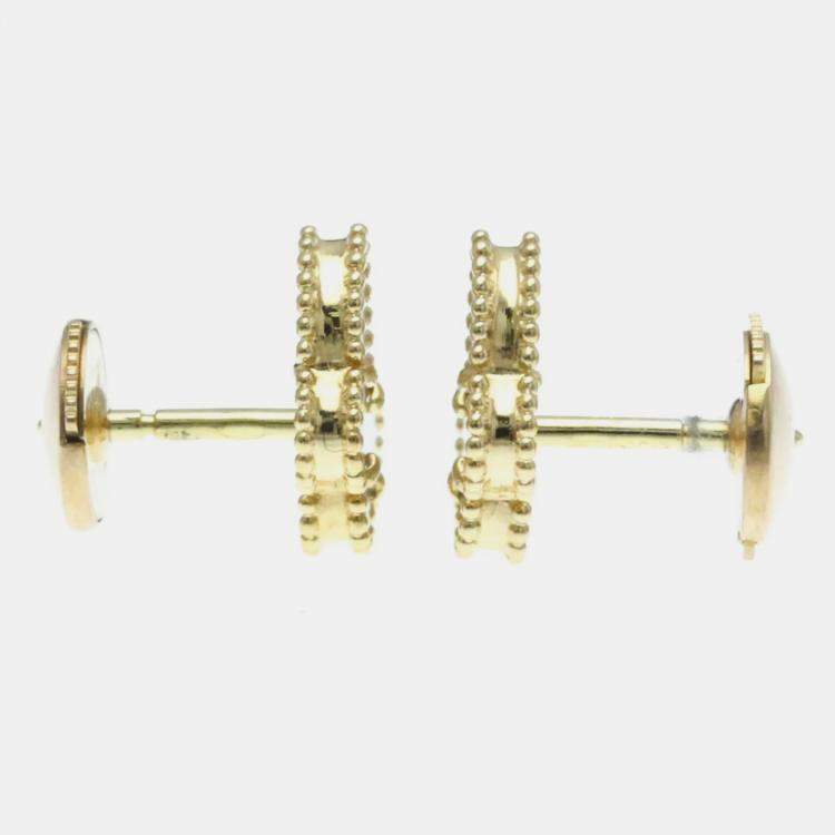 Pre Owned Van Cleef & Arpels 18K Yellow Gold, Mother of Pearl Sweet Alhambra Papillon Stud Earrings