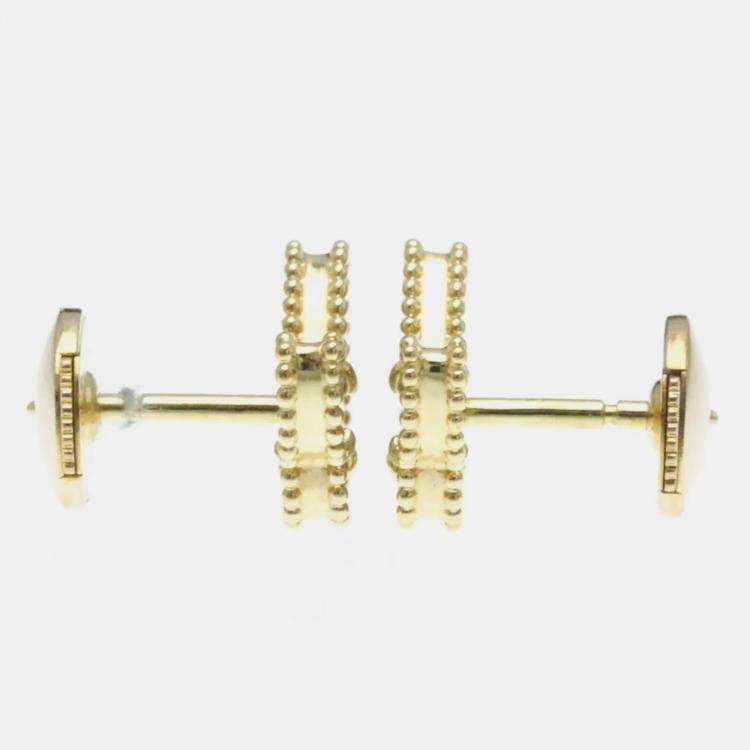 Pre Owned Van Cleef & Arpels 18K Yellow Gold, Mother of Pearl Sweet Alhambra Papillon Stud Earrings