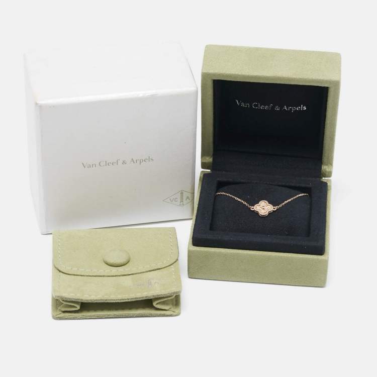 Pre Owned Van Cleef & Arpels Sweet Alhambra Hammered 18k Rose Gold Bracelet