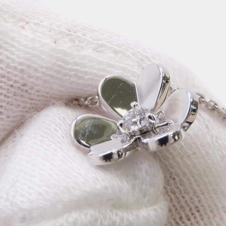 Pre Owned Van Cleef & Arpels 18K White Gold Frivole Pendant Mini Model Size Mini 