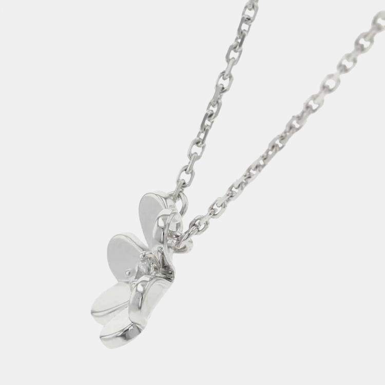 Pre Owned Van Cleef & Arpels 18K White Gold Frivole Pendant Mini Model Size Mini 