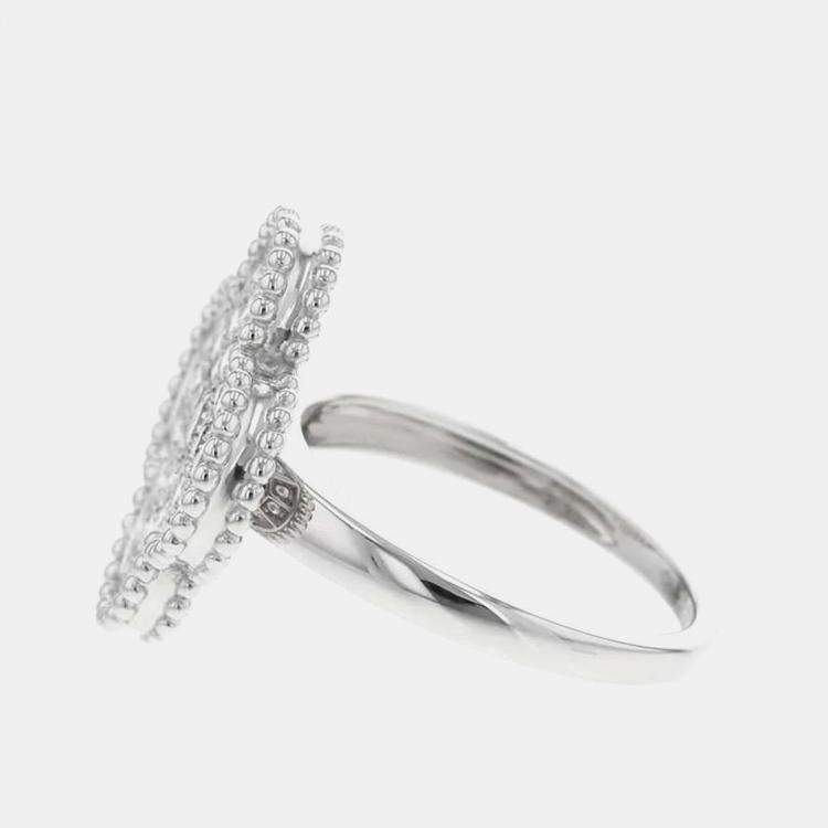 Pre Owned  Van Cleef & Arpels 18K White Gold Magic Alhambra Ring EU 59