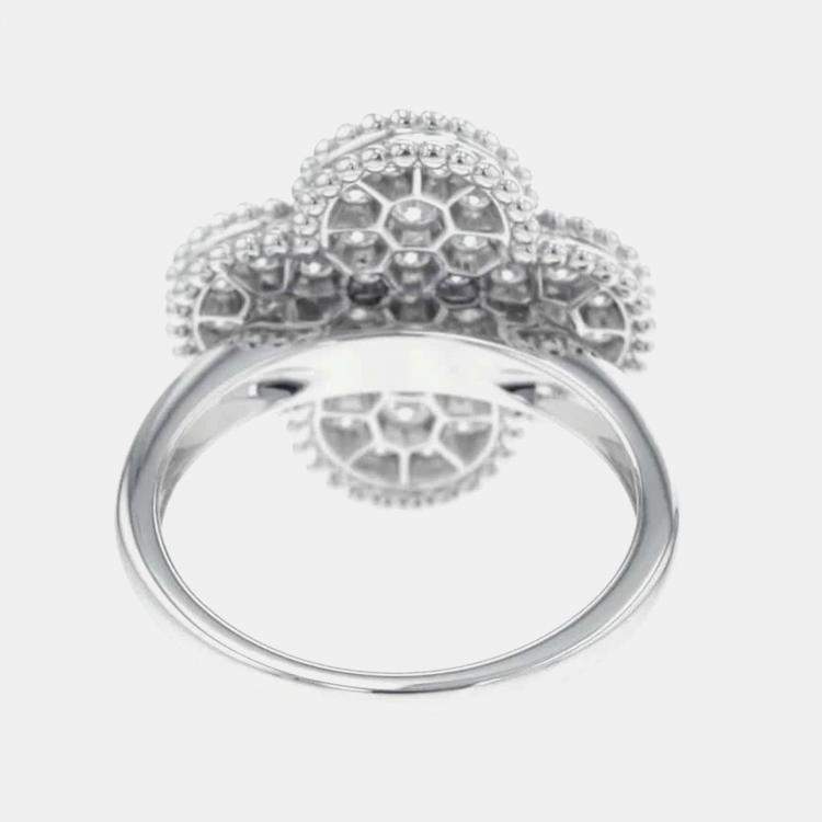 Pre Owned  Van Cleef & Arpels 18K White Gold Magic Alhambra Ring EU 59