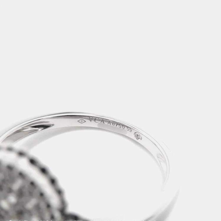 Pre Owned  Van Cleef & Arpels 18K White Gold Magic Alhambra Ring EU 59