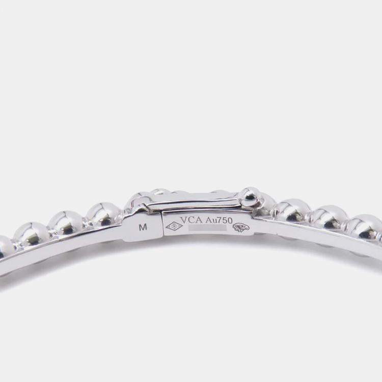 Pre Owned Van Cleef & Arpels 18K White Gold Perlee Gold Pearl Bracelet Medium  