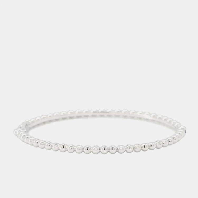 Pre Owned Van Cleef & Arpels 18K White Gold Perlee Gold Pearl Bracelet Medium  
