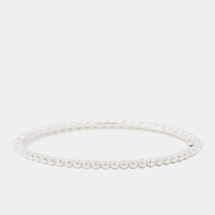 Pre Owned Van Cleef & Arpels 18K White Gold Perlee Gold Pearl Bracelet Medium  