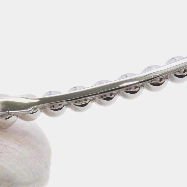 Pre Owned Van Cleef & Arpels 18K White Gold Perlee Gold Pearl Bracelet Medium  