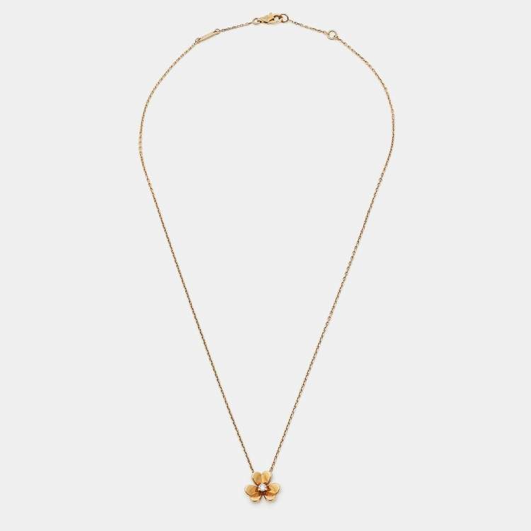Pre Owned Van Cleef & Arpels Frivole Diamond 18k Yellow Gold Mini Model Necklace