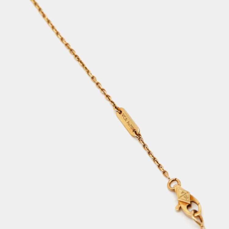 Pre Owned Van Cleef & Arpels Frivole Diamond 18k Yellow Gold Mini Model Necklace