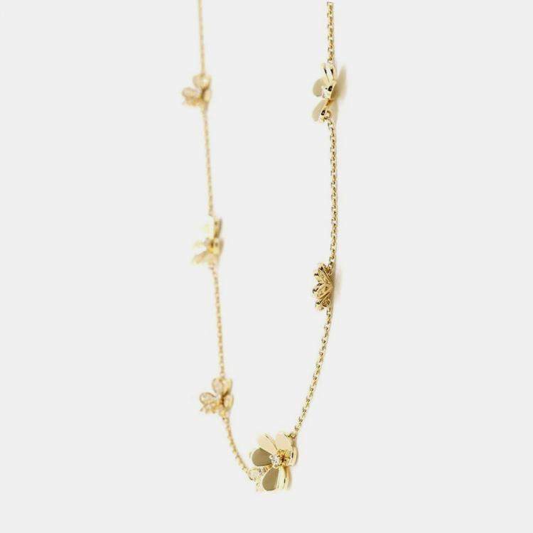 Pre Owned Van Cleef & Arpels 18K Yellow Gold and Diamond Frivole Necklace 