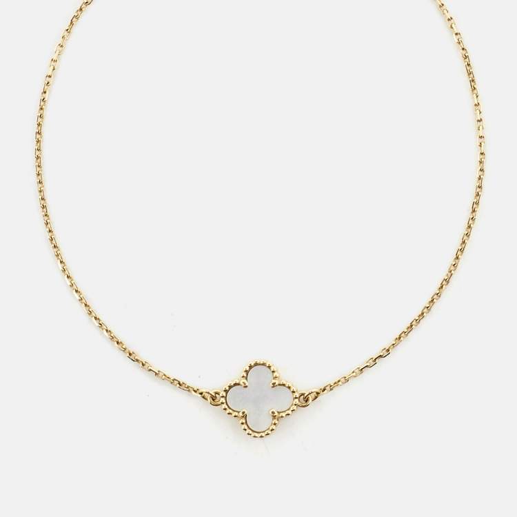 Pre Owned Van Cleef & Arpels Sweet Alhambra  Mother of Pearl Yellow Gold Bracelet