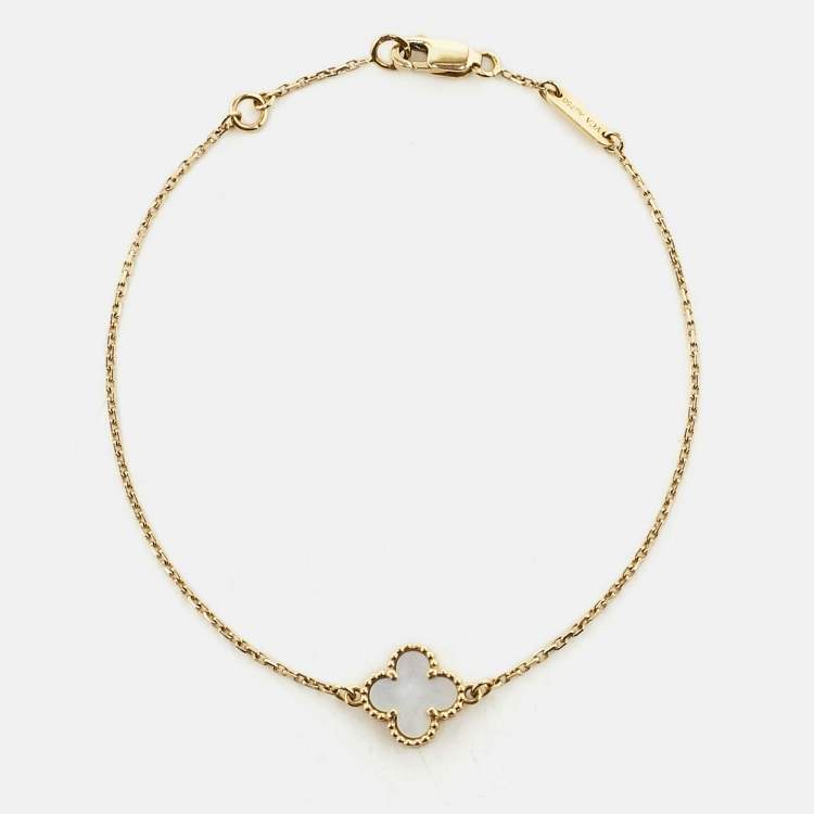 Pre Owned Van Cleef & Arpels Sweet Alhambra  Mother of Pearl Yellow Gold Bracelet
