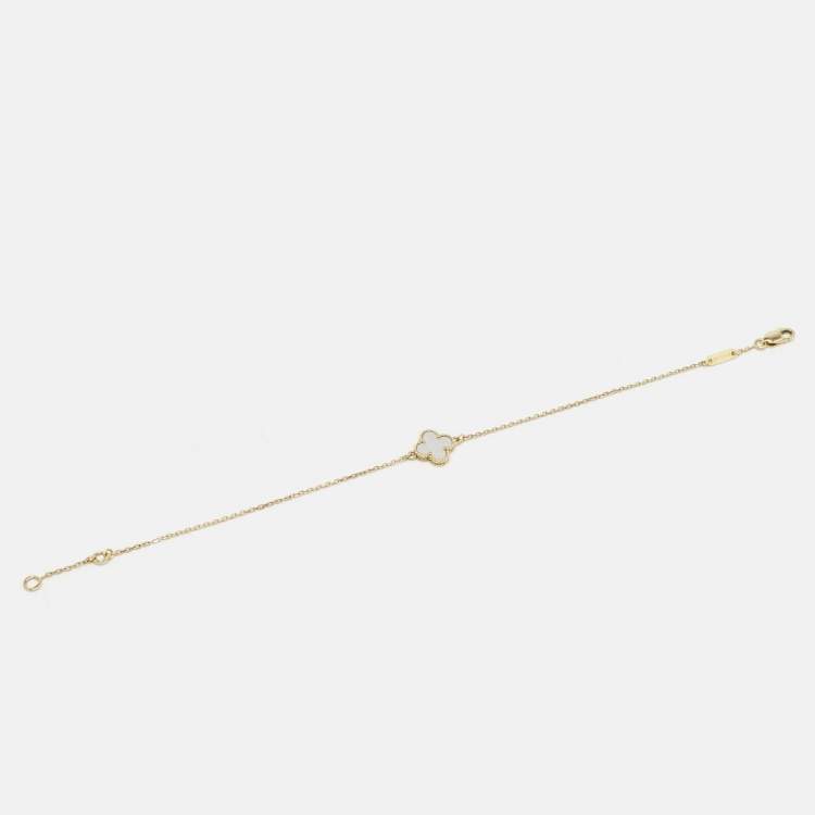 Pre Owned Van Cleef & Arpels Sweet Alhambra  Mother of Pearl Yellow Gold Bracelet