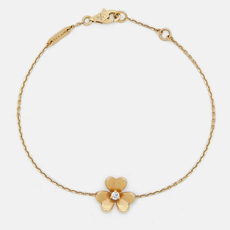 Pre Owned Van Cleef & Arpels Frivole Diamond 18k Yellow Gold Bracelet
