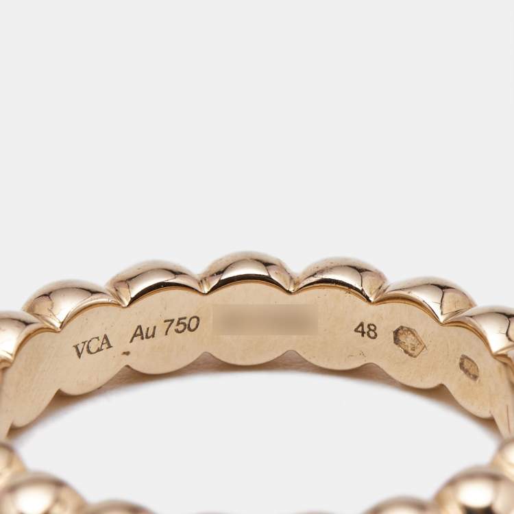Pre Owned Van Cleef & Arpels Perlée 18k Rose Gold Large Model Ring Size 48
