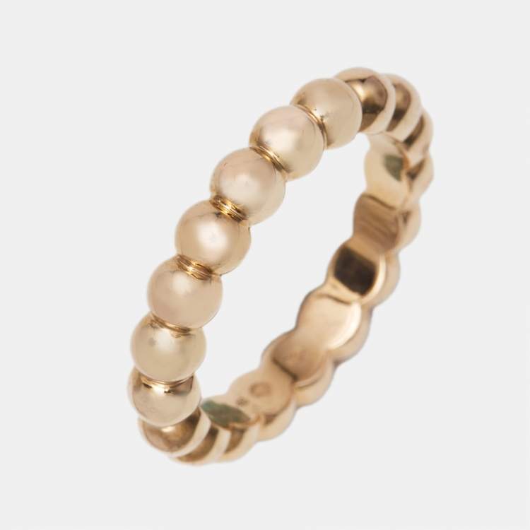 Pre Owned Van Cleef & Arpels Perlée 18k Rose Gold Large Model Ring Size 48