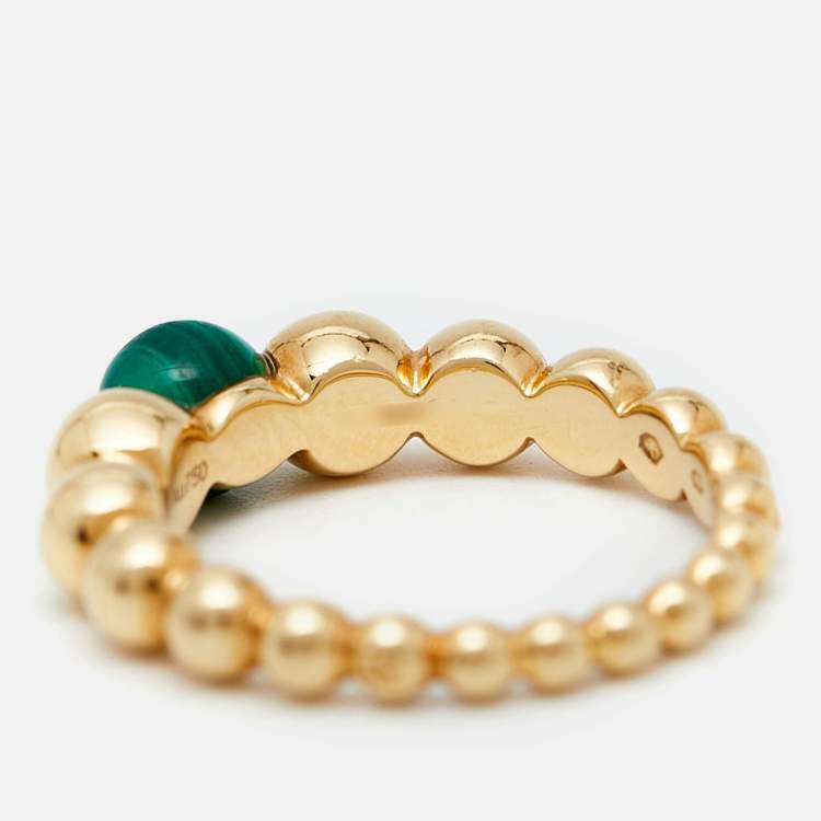 مملوكة مسبقًا Van Cleef & Arpels Perlée Couleurs Variation Malachite 18k Yellow Gold Ring Size 52