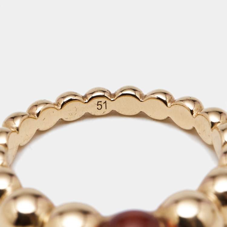 Pre Owned Van Cleef & Arpel Perlee Variation Couleurs Carnelian 18k Rose Gold Ring Size 51