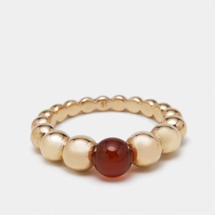 Pre Owned Van Cleef & Arpel Perlee Variation Couleurs Carnelian 18k Rose Gold Ring Size 51