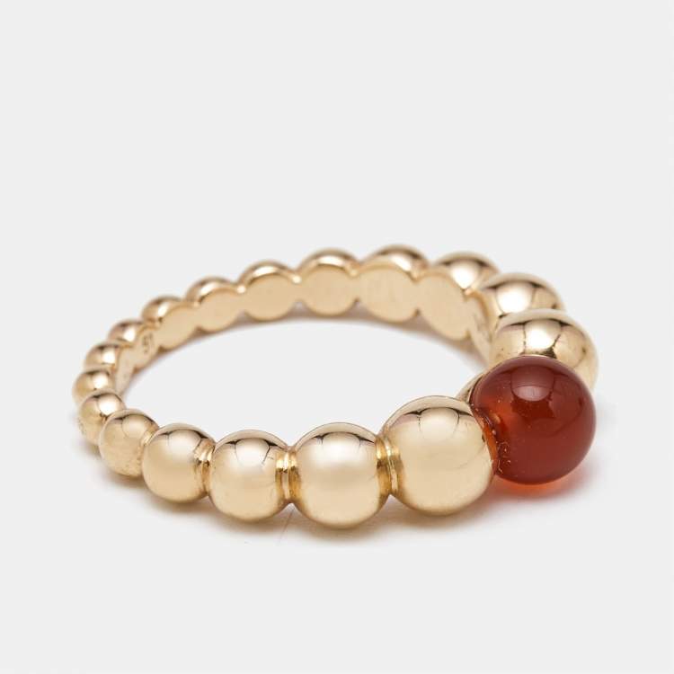Pre Owned Van Cleef & Arpel Perlee Variation Couleurs Carnelian 18k Rose Gold Ring Size 51