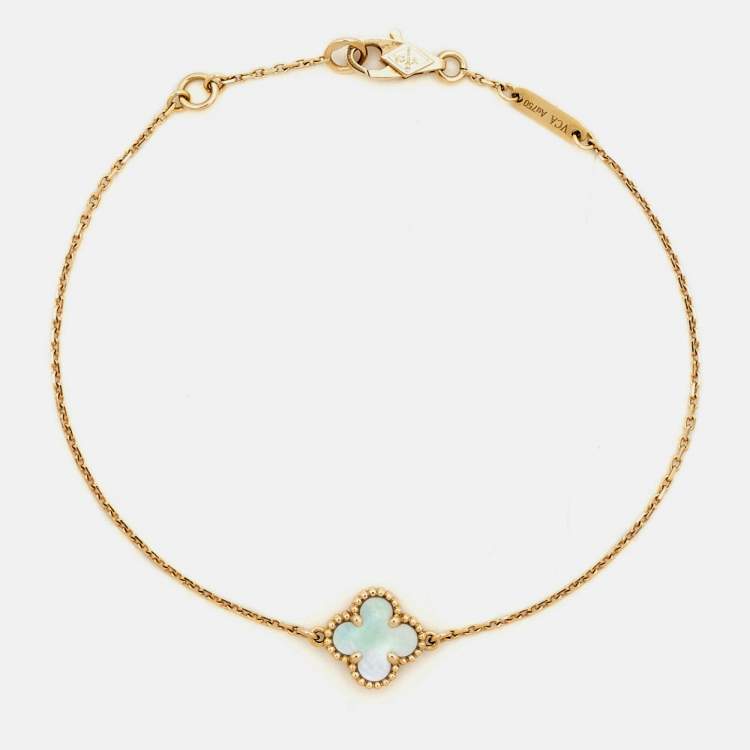Pre Owned Van Cleef & Arpels Sweet Alhambra Mother of Pearl 18k Yellow Gold Bracelet
