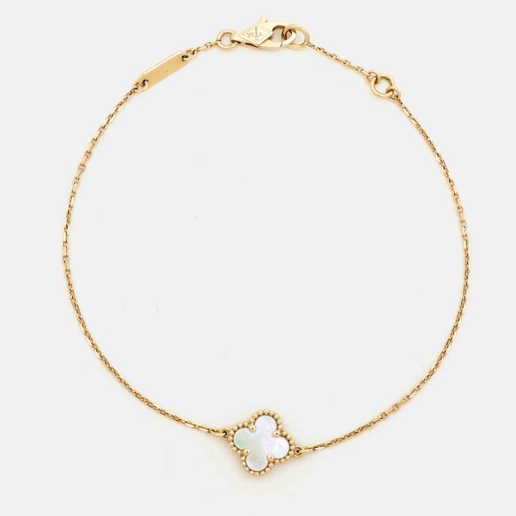 Pre Owned Van Cleef & Arpels Sweet Alhambra Mother of Pearl 18k Yellow Gold Bracelet