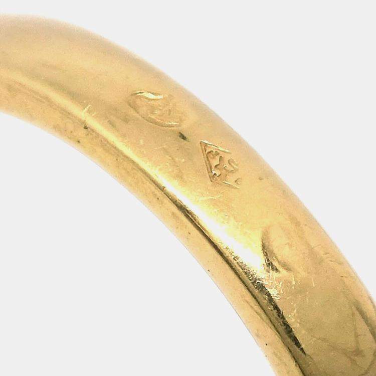 Pre Owned Van Cleef & Arpels Alhambra Diamond Onyx 18K Yellow Gold Ring EU 49
