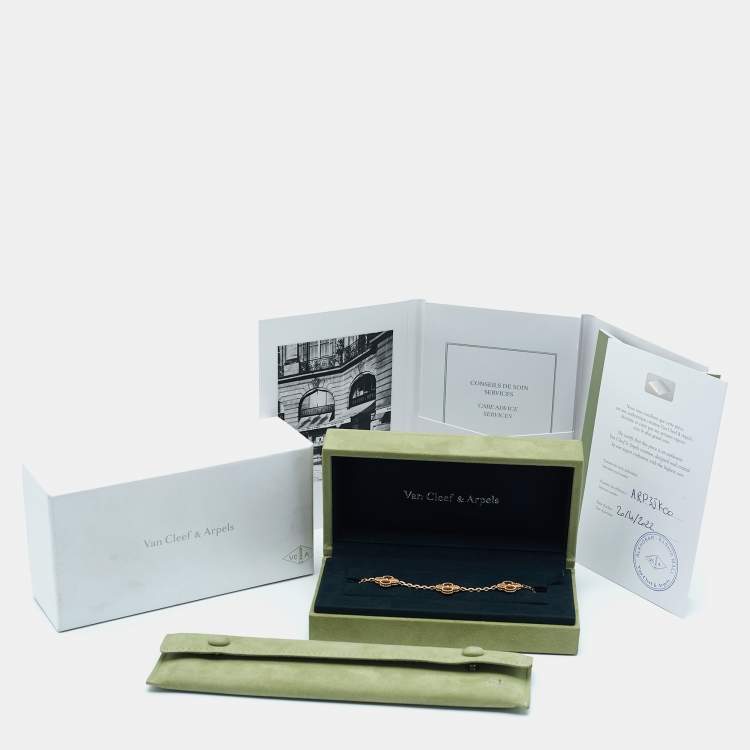 Pre Owned Van Cleef & Arpels Vintage Alhambra Gulloiche 18k Yellow Gold 5 Motif Bracelet