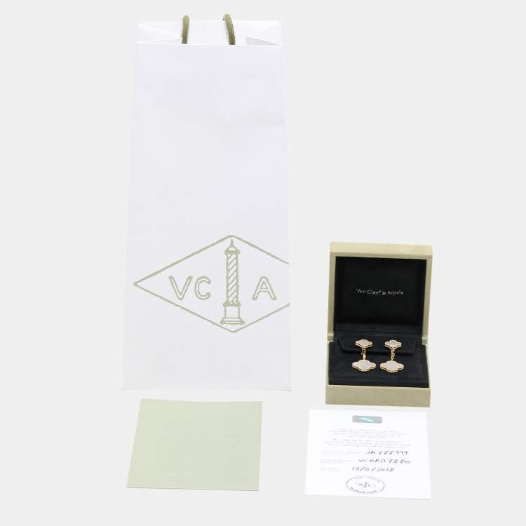 Pre Owned Van Cleef & Arpels Magic Alhambra Mother of Pearl 18K Yellow Gold 2 Motifs Earrings