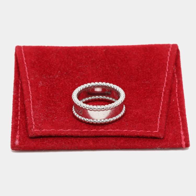 مملوكة مسبقًا Van Cleef & Arpels Perlée Signature 18k White Gold Band Ring Size 52