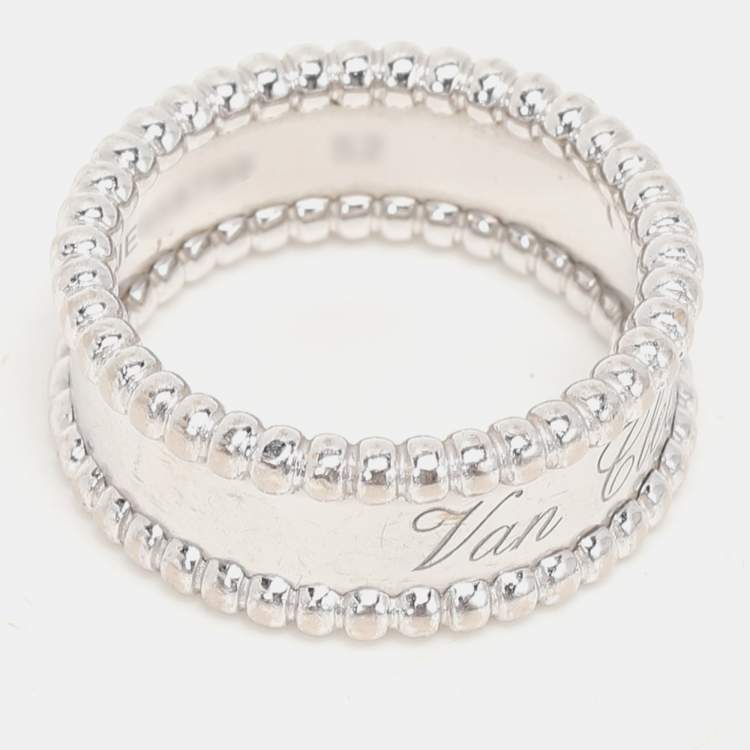 مملوكة مسبقًا Van Cleef & Arpels Perlée Signature 18k White Gold Band Ring Size 52