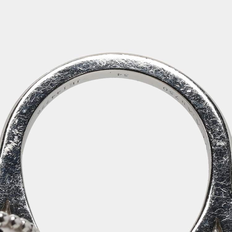 Pre Owned Van Cleef & Arpels Magic Alhambra Between The Finger Mother of Pearl 18k White Gold Ring Size 54