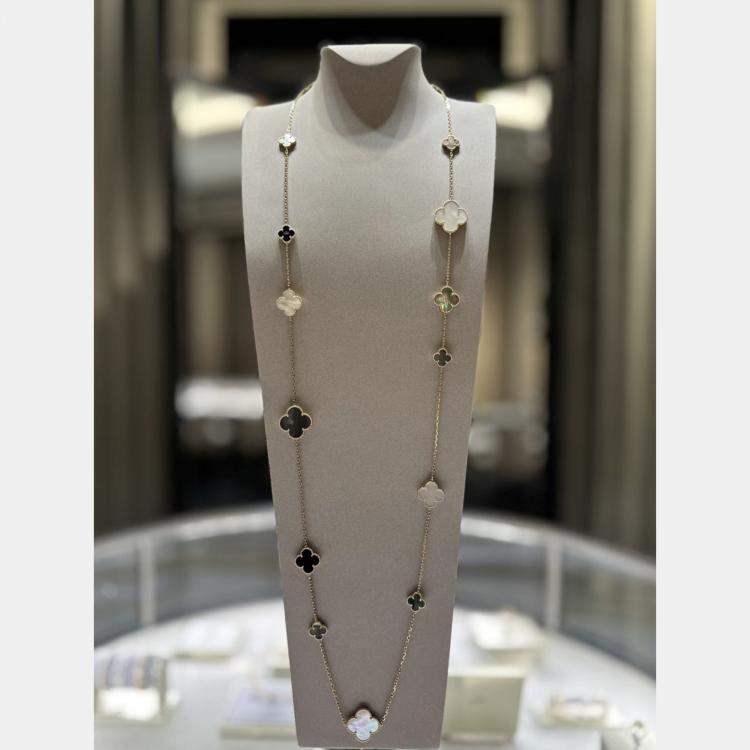 مملوكة مسبقًا Van Cleef & Arpels 18K White Gold Magic Alhambra 16 Motif Long Necklace 
