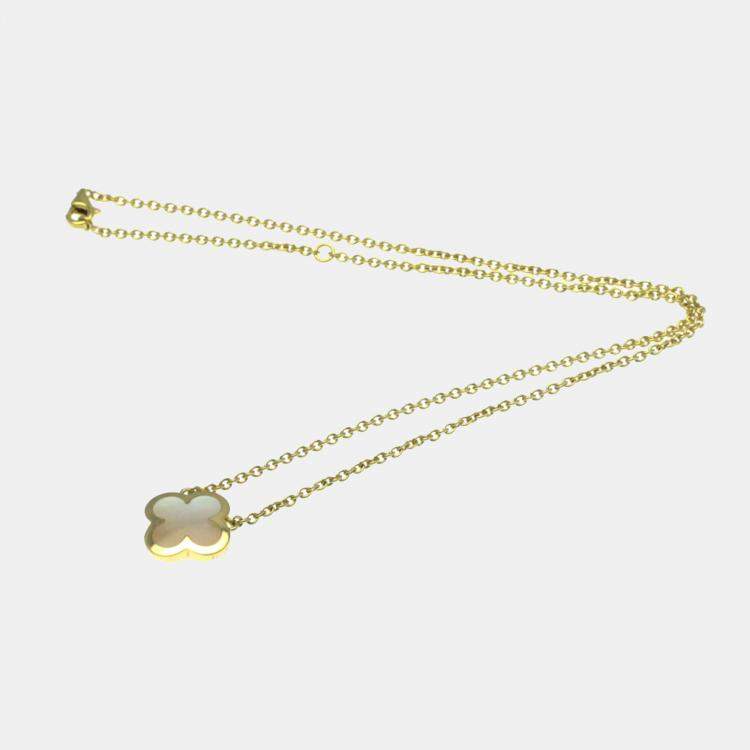 Pre Owned Van Cleef & Arpels 18K Yellow Gold Pure Alhambra Pendant Necklace