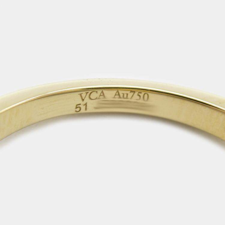 Pre Owned Van Cleef & Arpels Vintage Alhambra 18K Yellow Gold, Diamond, Onyx Ring EU 50.5