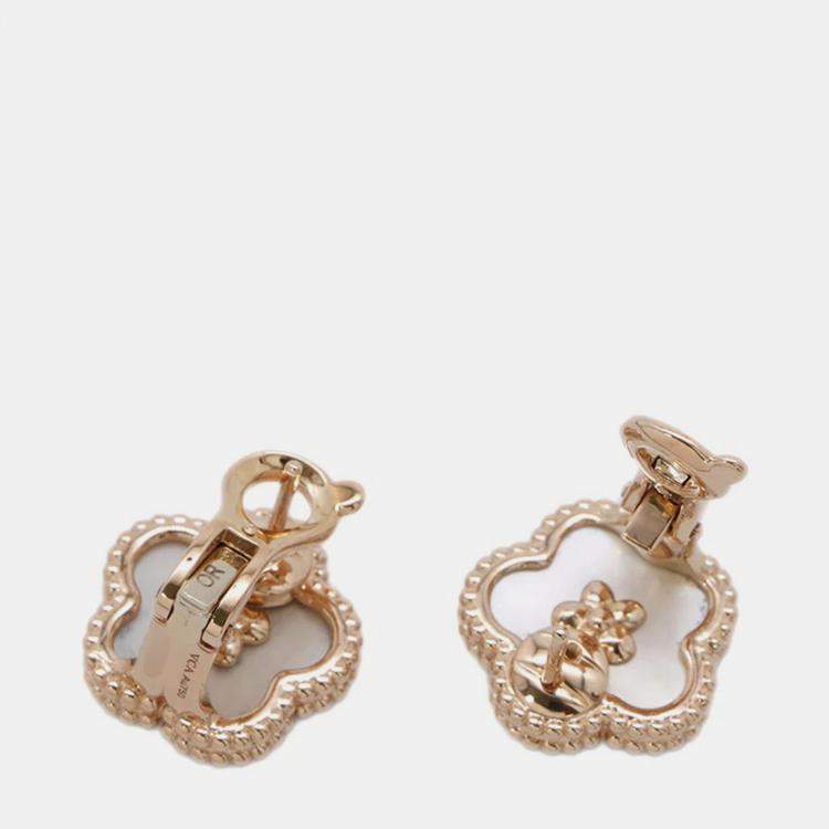 Pre Owned Van Cleef & Arpels 18K Rose Gold Lucky Spring Blossom Stud Earrings