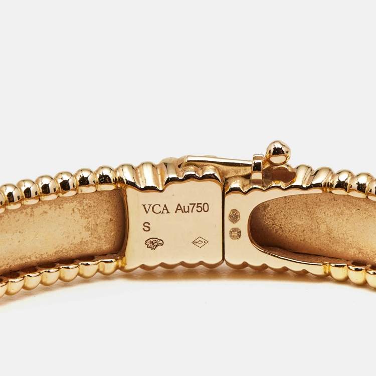 Pre Owned Van Cleef & Arpels Signature Perlée 18k Yellow Gold Bracelet S