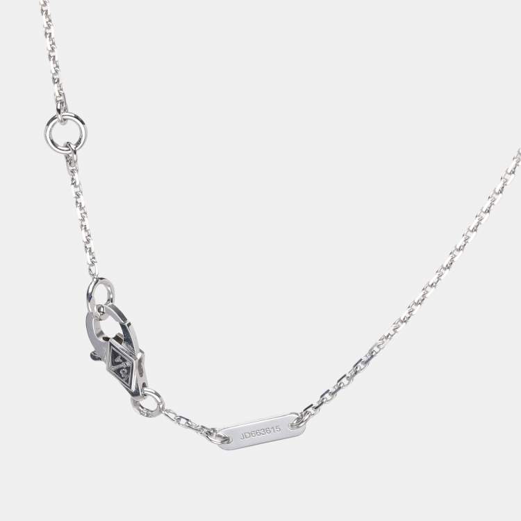 Pre Owned Van Cleef & Arpels 18K White Gold Sweet Alhambra Diamond Single Motif Station Bracelet