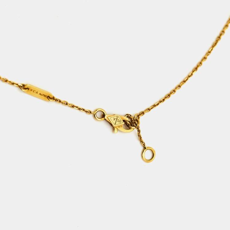 Pre Owned Van Cleef & Arpels Frivole Diamond 18k Yellow Gold Mini Model Necklace