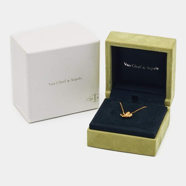 Pre Owned Van Cleef & Arpels Frivole Diamond 18k Yellow Gold Mini Model Necklace
